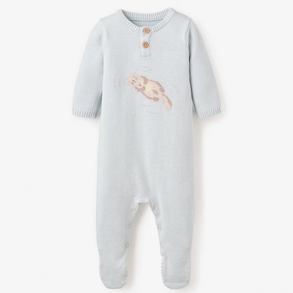 Elegant Baby Otter Lake Footed Jumpsuit Onesie